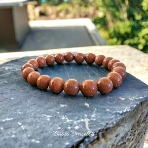 Golden Sand Stone Bracelet 10mm Crystal Beads Natural Stones
